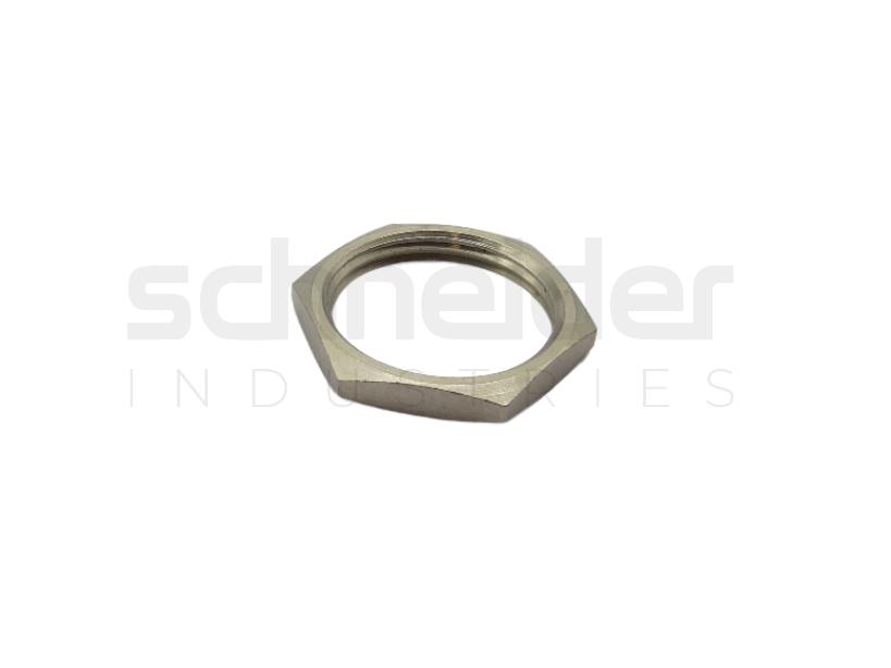 Lock nut, HEX PR22.5 Brass nickel plated